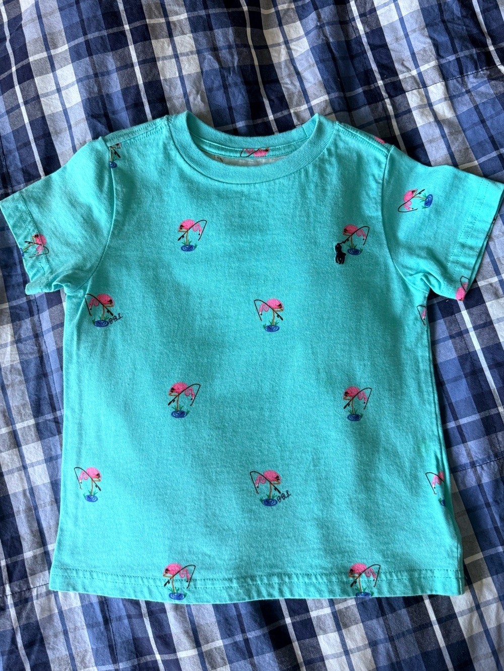 Polo by Ralph Lauren Teal Short Sleeve Tee 3T with Flamingo Print. EUC